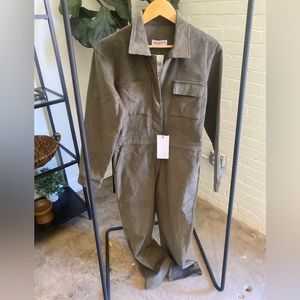 Rivet Utility Green Jumpsuit-Size Medium